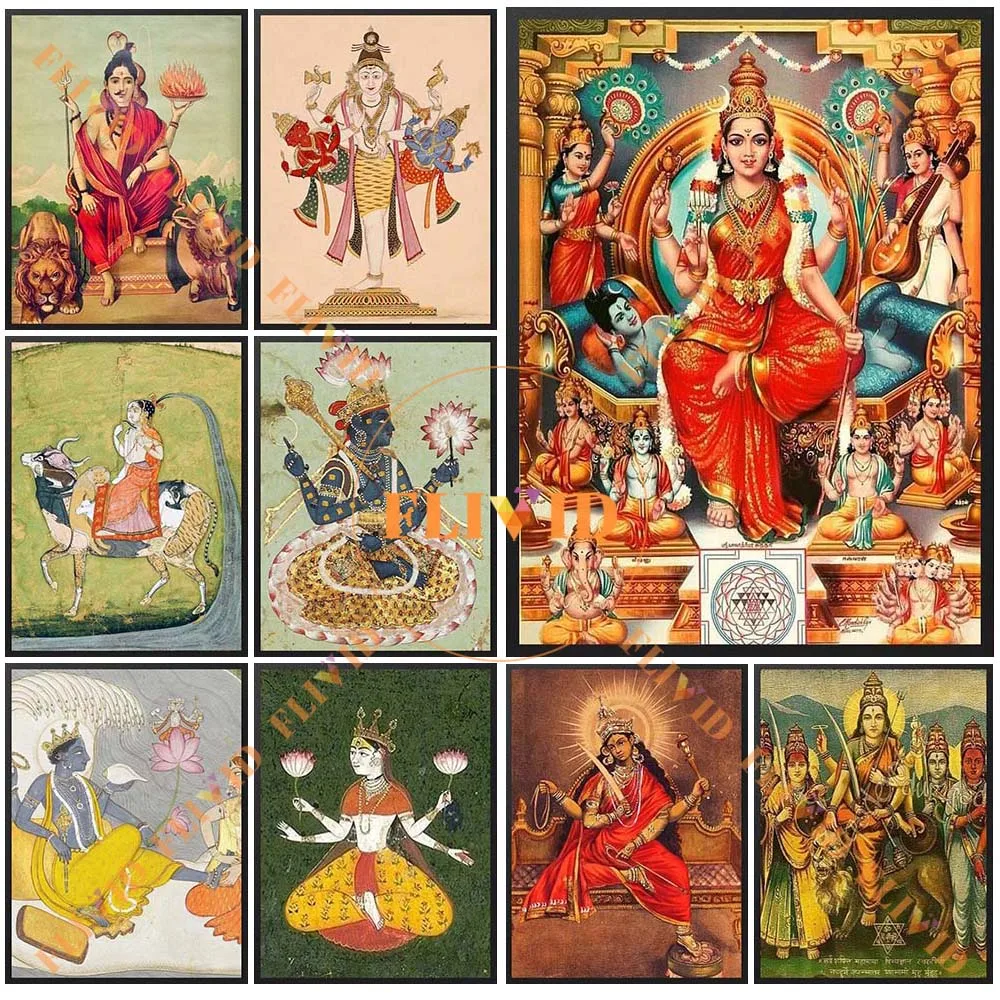 

Hinduism Goddess Kali Ganga Lakshmi Parvati Poster Religion Wall Pictures For Church Decor Wall Art Canvas Painting Unframed