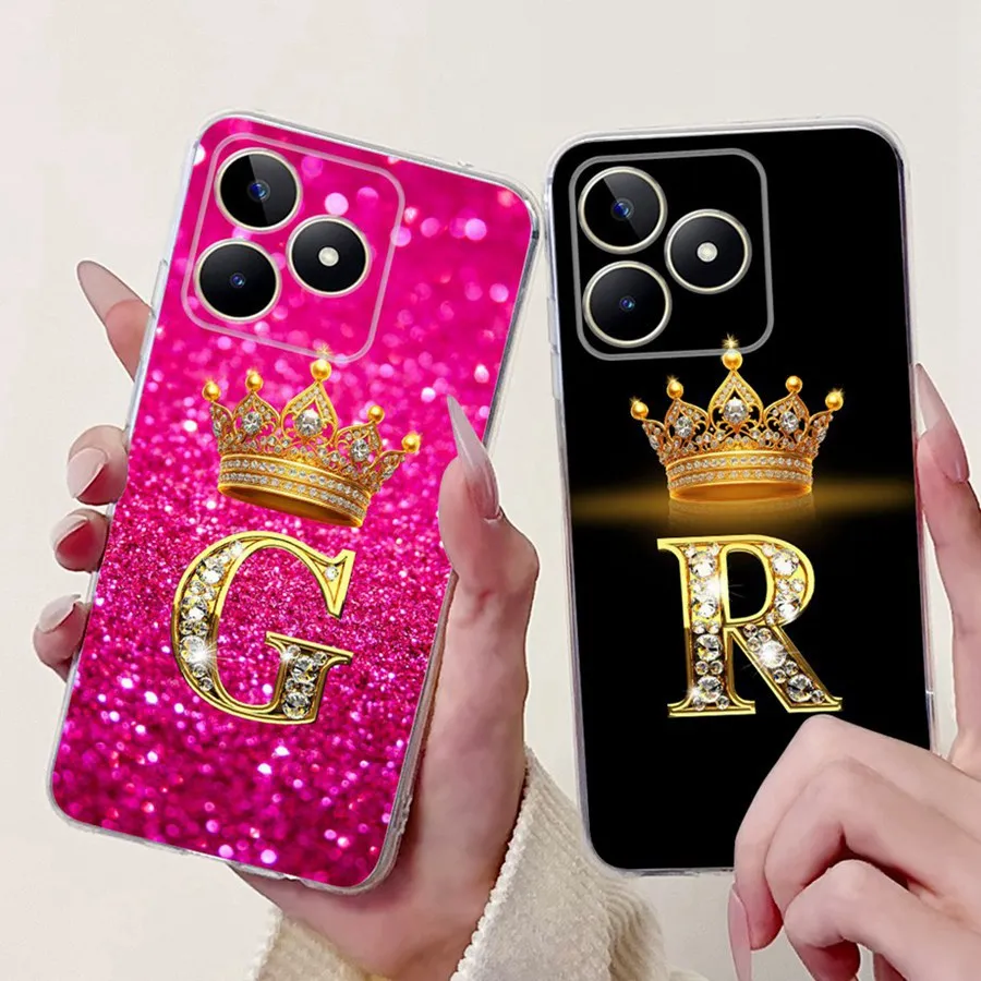 Case For Realme C51 C53 RMX3830 RMX3760 C 53 C 51 Case Crown Letters Back Phone Cover Soft Silicon For Realme Note 50 Fundas