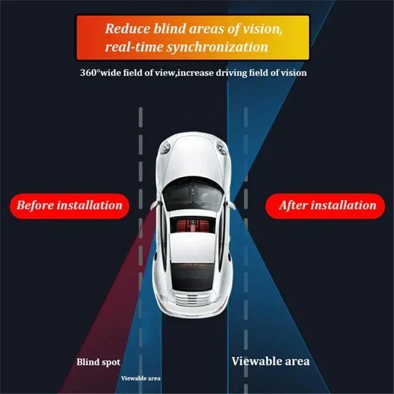 Car Rearview Mirror Blind Spot Mirror Front and Rear Wheels 360° Adjustable Wideangle Blind Spot Reflective Reversing