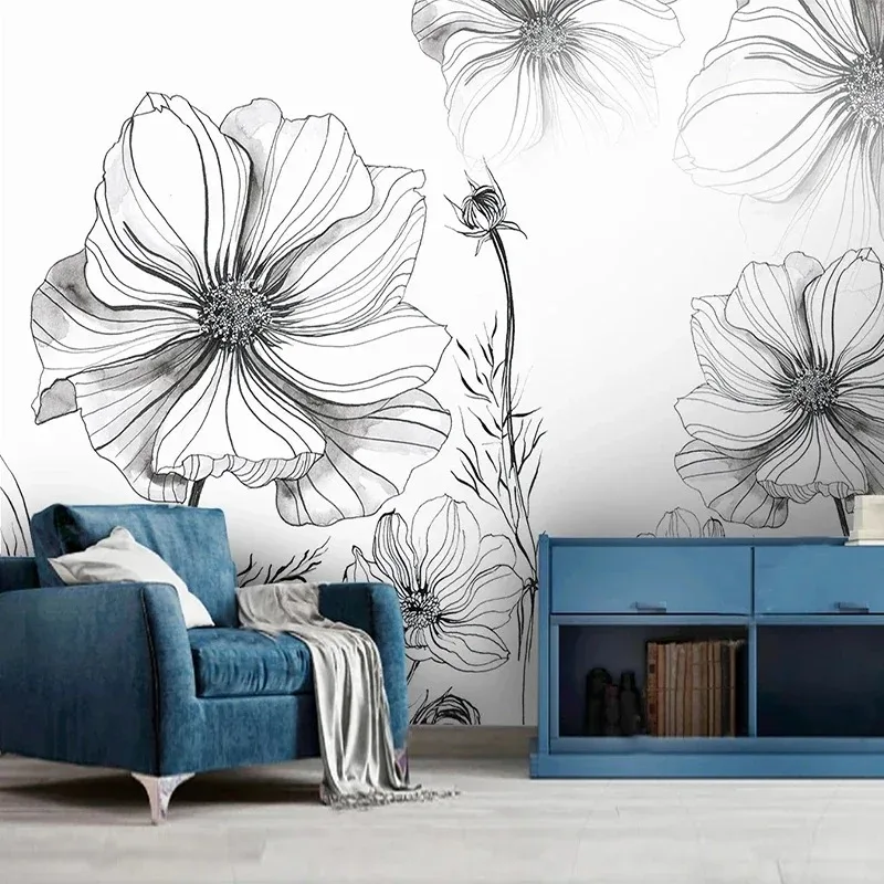 Custom 3D Wall Murals Wallpaper Modern Hand Painted Plain Color Floral Creative Living Room Sofa Bedroom Decor Papel De Parede