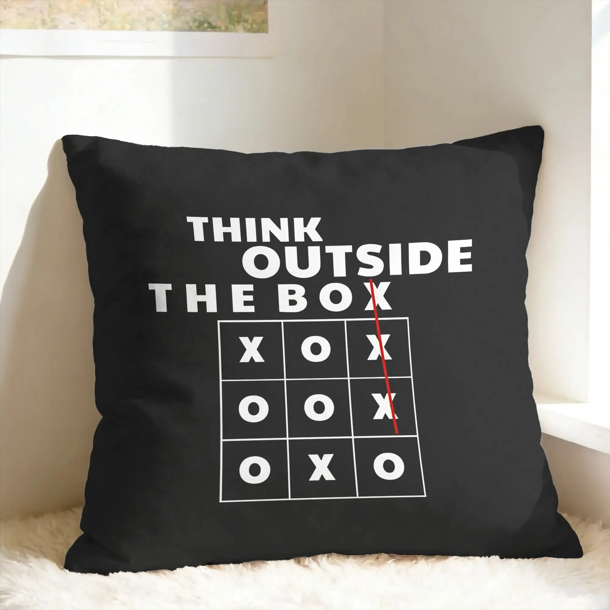 Think Outside the Box Tic Tac Toe Pillow Cover  Soft Cushion Cover Kawaii Pillow Case For Living Room Sofa