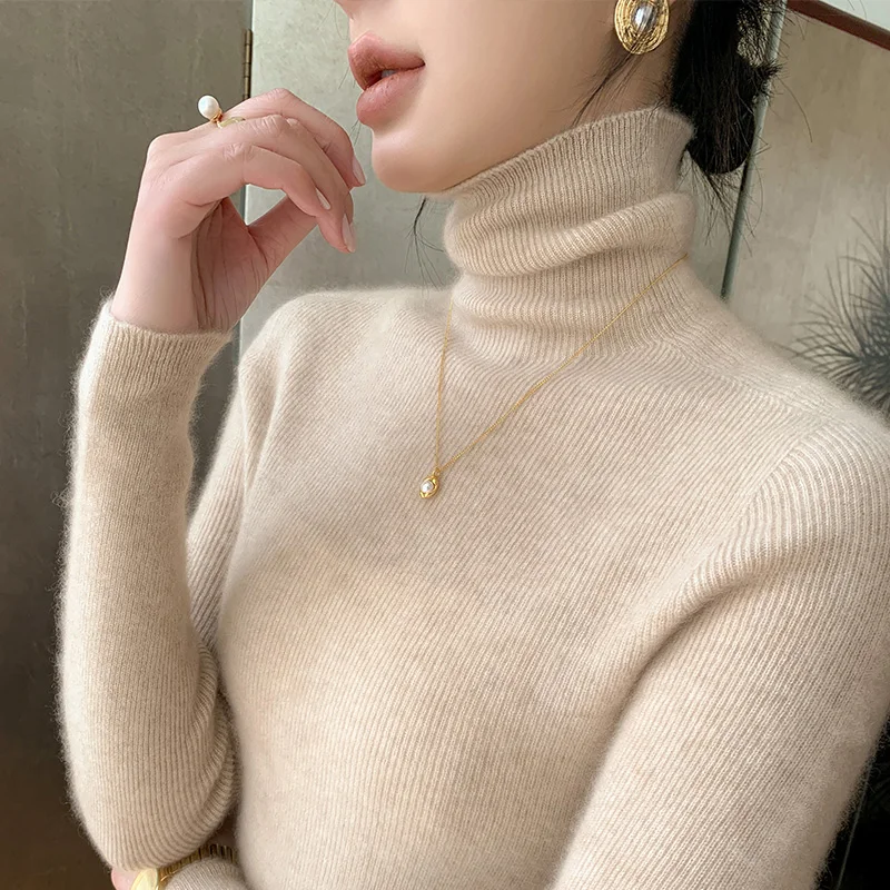 

100% Cashmere Sweater Autumn And Winter Ladies Sweater Knit Bottoming Shirt Turtleneck Pullover Slim And Versatile Inside.