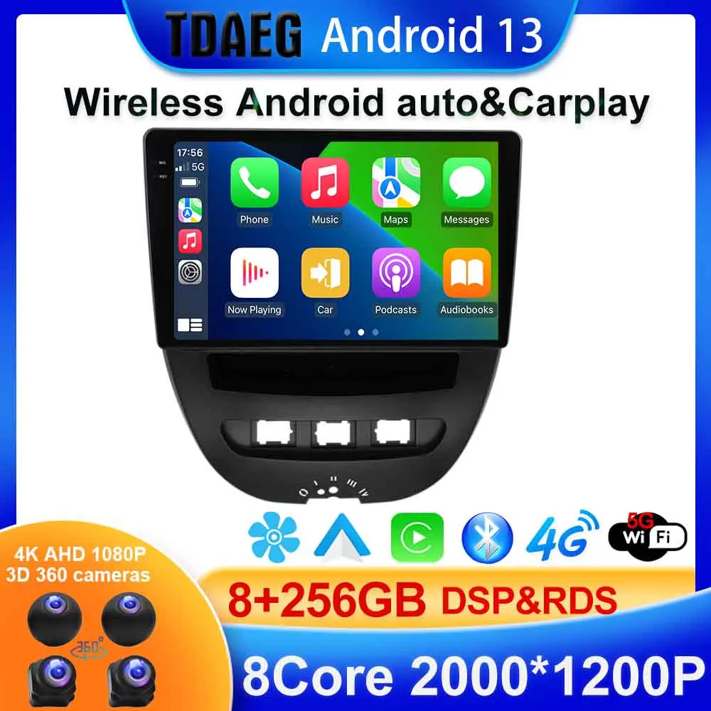 

Android 13 8 + 256G DSP RDS для Peugeot 107 для Toyota Aygo 2005 - 2014 автомобильное радио мультимедийный видеоплеер Навигация стерео GPS