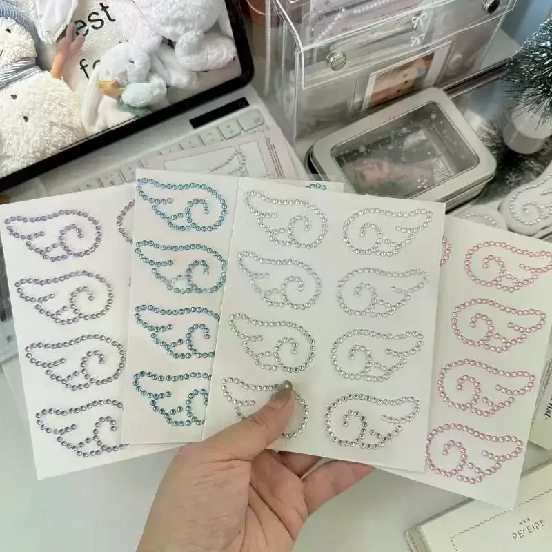 1/5 Sheets Self Adhesive Jewelry Crafts Sparkly Rhinestone Decals 3D Acrylic Angel Wings Crystal Stickers DIY Decor Gifts