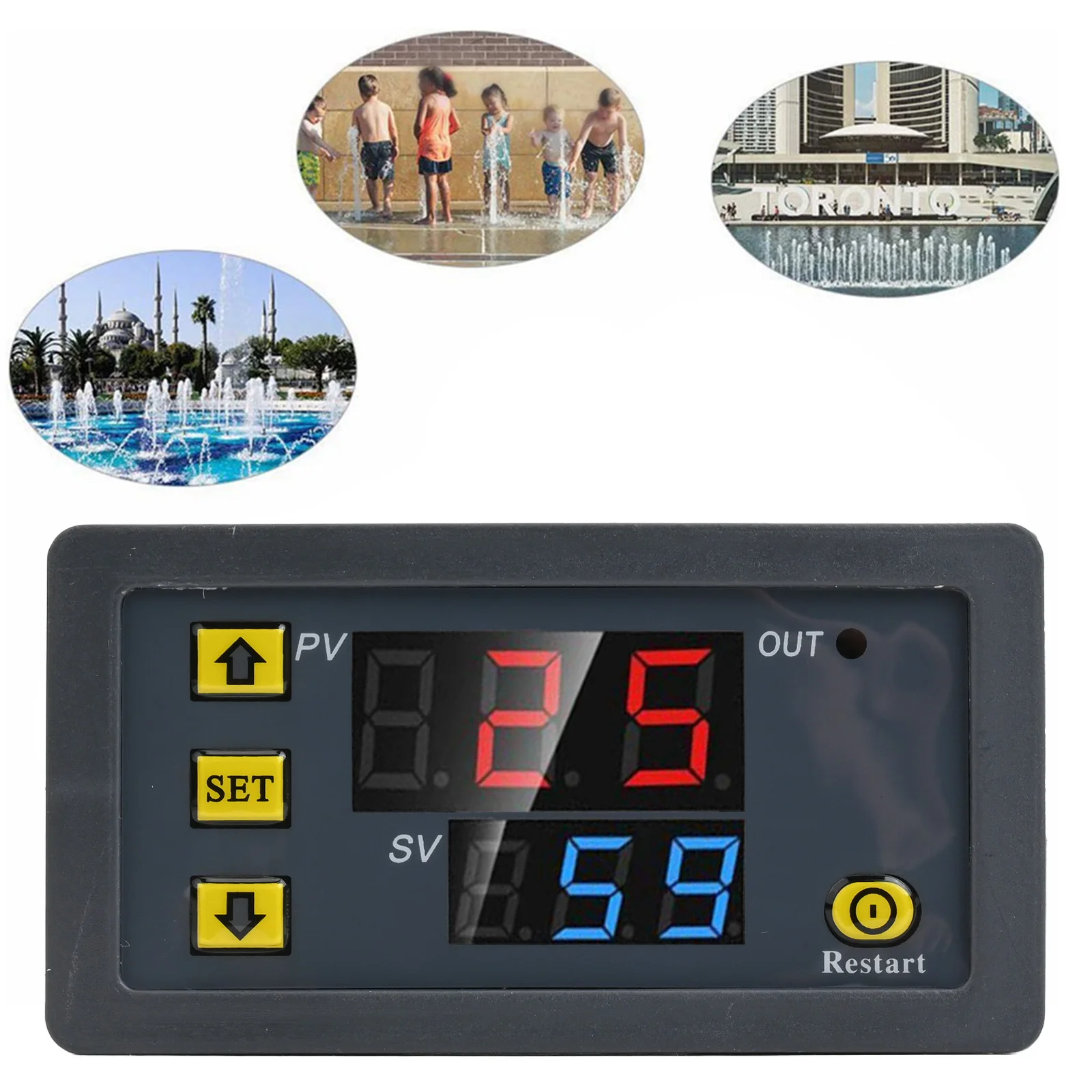 Digital Delay Relay with Dual LED Display for Precise Time Setting in Seconds Minutes Hours DC12V 24V AC110V 220V Input