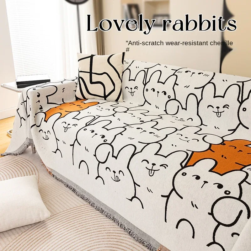 Cartoon Sofa Cover Chenille Sofa Towel Full Coverage Cloth Universal Full Coverage Sofa Cover Anti Cat Scratch Throw Blankets