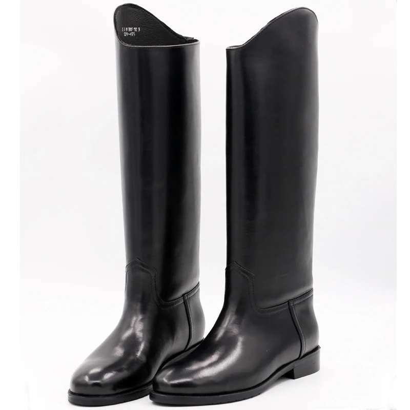 New Arrival Black Long Knee Boots Men Round Toe Buckle High Top Casual  leather Shoes Man Motorcycle Boots Size 37-49