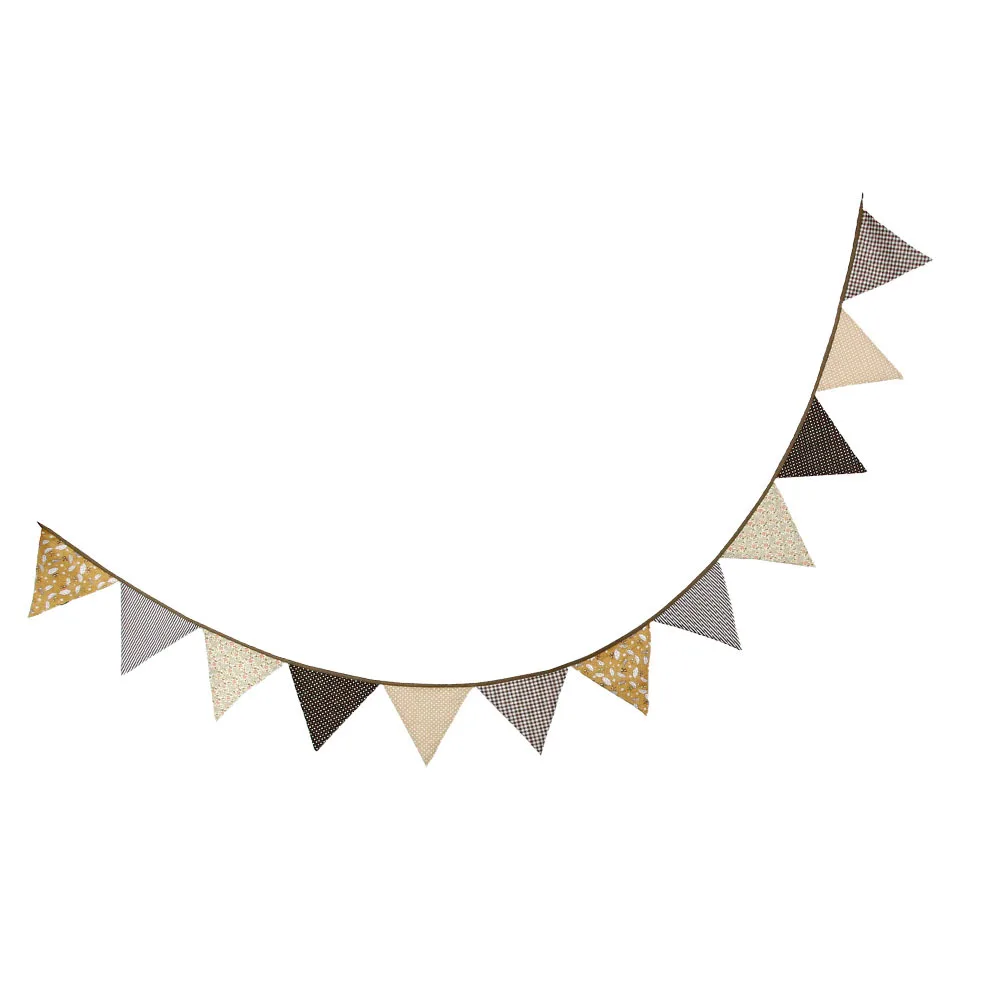 

Coffee Color Triangle Banner Cotton Flags Party Bunting Wear Resistant Decorative Garland Perfect for Kids Room Home
