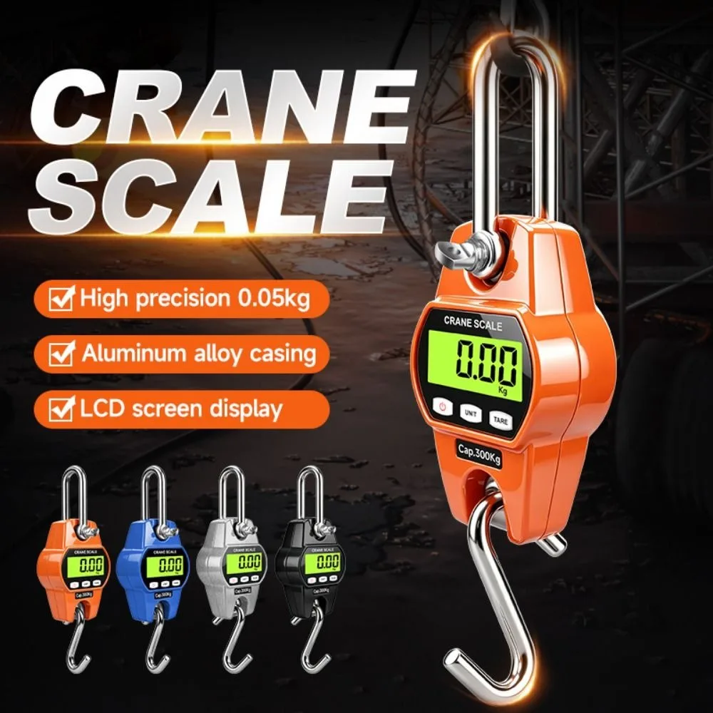 300/500KG Electronic Hook Scale Aluminum Shell LCD Screen Digital Hanging Scale Handheld Heavy Duty Crane Scale Household Use
