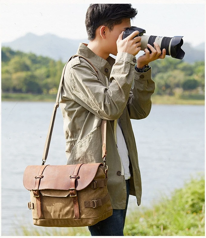 

Ретро водонепроницаемая холщовая сумка на одно плечо для цифровой фотоаппарата, рюкзак через плечо для DSLR-камеры