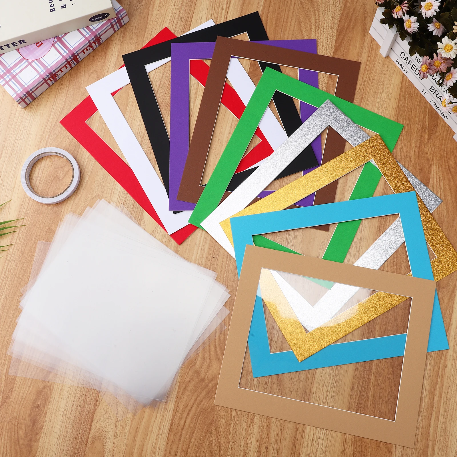 

20 Pcs Picture Frame Mats 10 Inch Photo Cardboard Framing Mat Boards Bulk Mixed Colors Sturdy Paper Wall Decor
