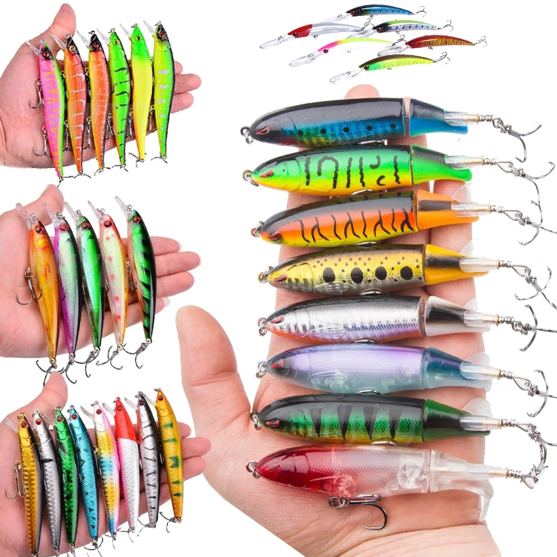 Gemischte Farben Minnow Köder Set Angeln Köder Wobbler Popper Wobbler Bass Swimbait Meer Schwimmen Harte Köder Sinking Tackle pesca