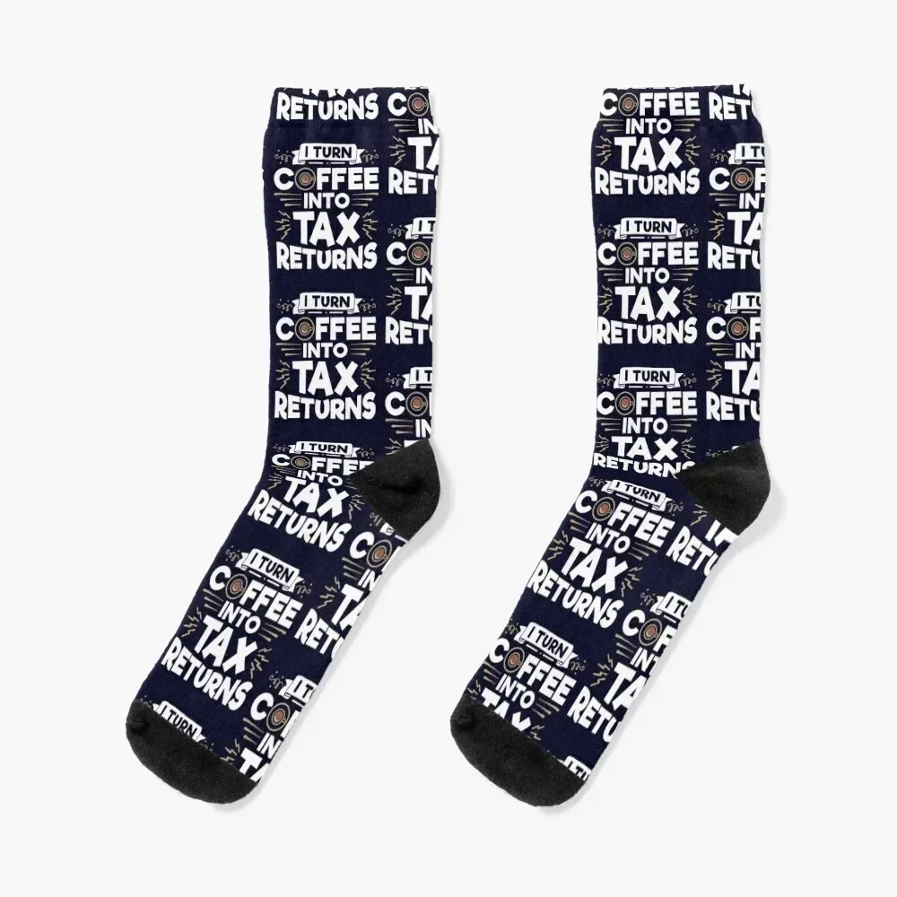 

Accountant CPA Funny I Turn Coffee Into Tax Returns Socks sports and leisure colored cotton Men's Socks Women's