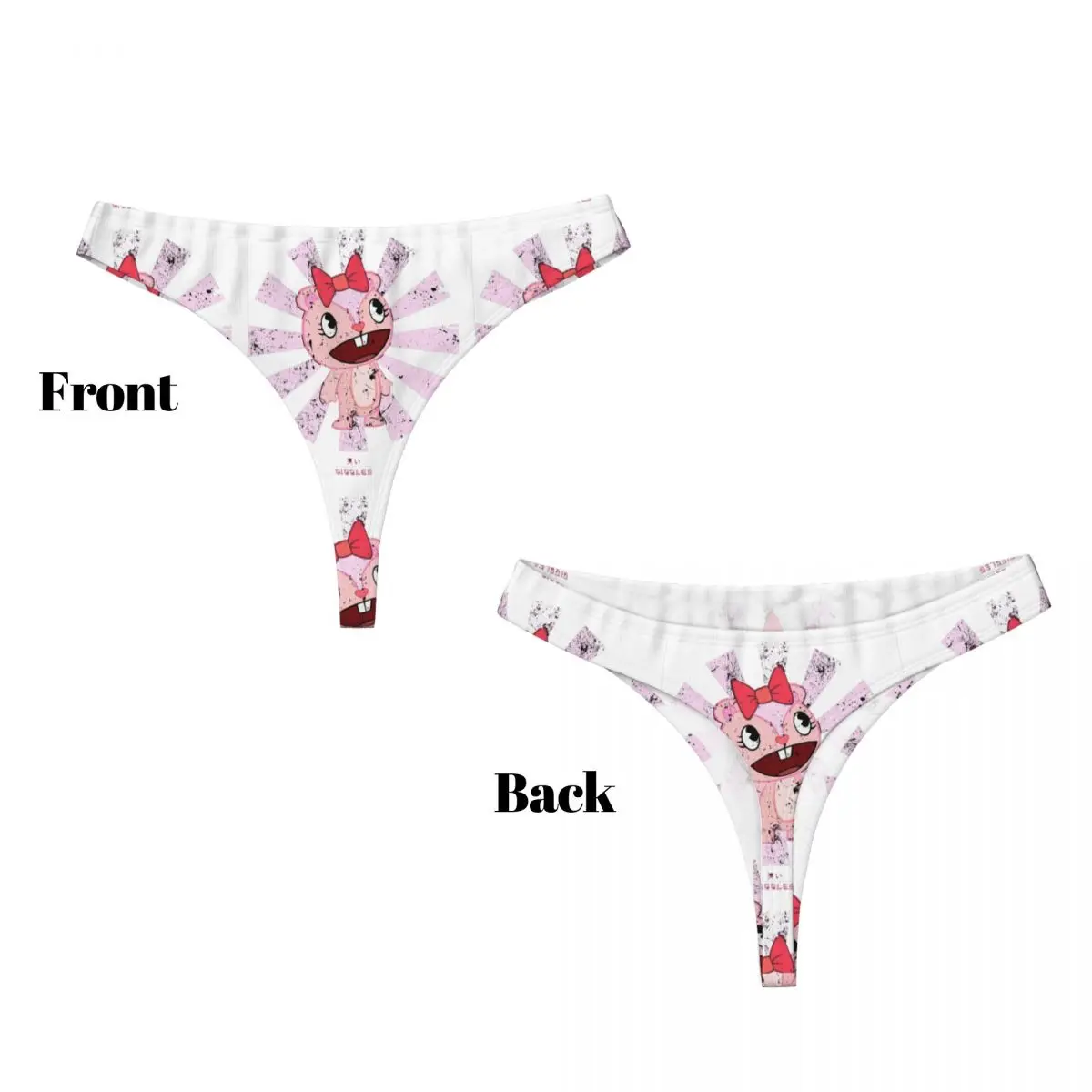 Custom Giggles Japanese Happy Tree Friends G-string Panties Breathable Women Stretch Thongs Comfort Underwear