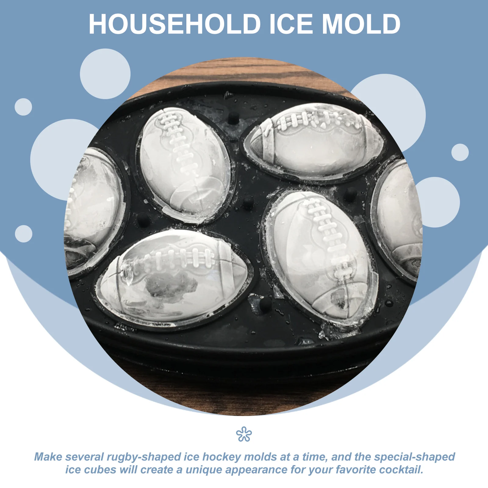 

Silicone Mold Kitchen Ice Maker Football Shaped Sphere Making Tray Black Soccer