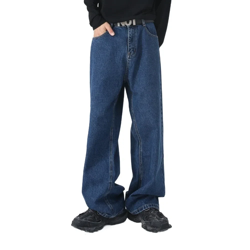 

Simple Ins Y2K Jeans Men Loose Retro Straight Denim Trousers High Waist Classic Cowboy Pants Spring Autumn Classic Cowboy Pants