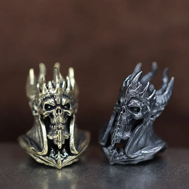 Demon King Skull Brass Knife Beads EDC DIY Paracord Woven Bracelets Lanyard Pendants Accessories Outdoor Tool Hangings Charms ﻿