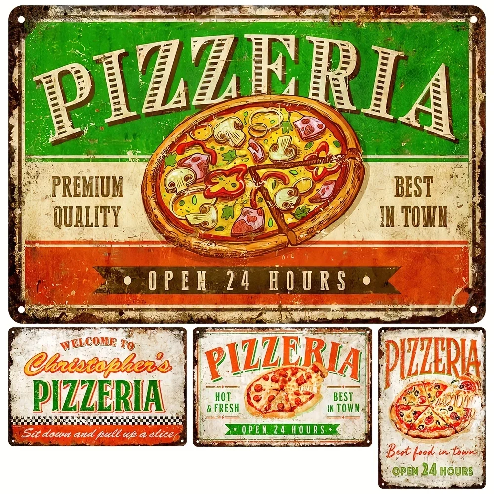 Vintage Art Pizza Metal Tin Sign,Shop Kitchen Ideal Gift For Dining Car Canteen Restaurant People who like good food Wall Decor