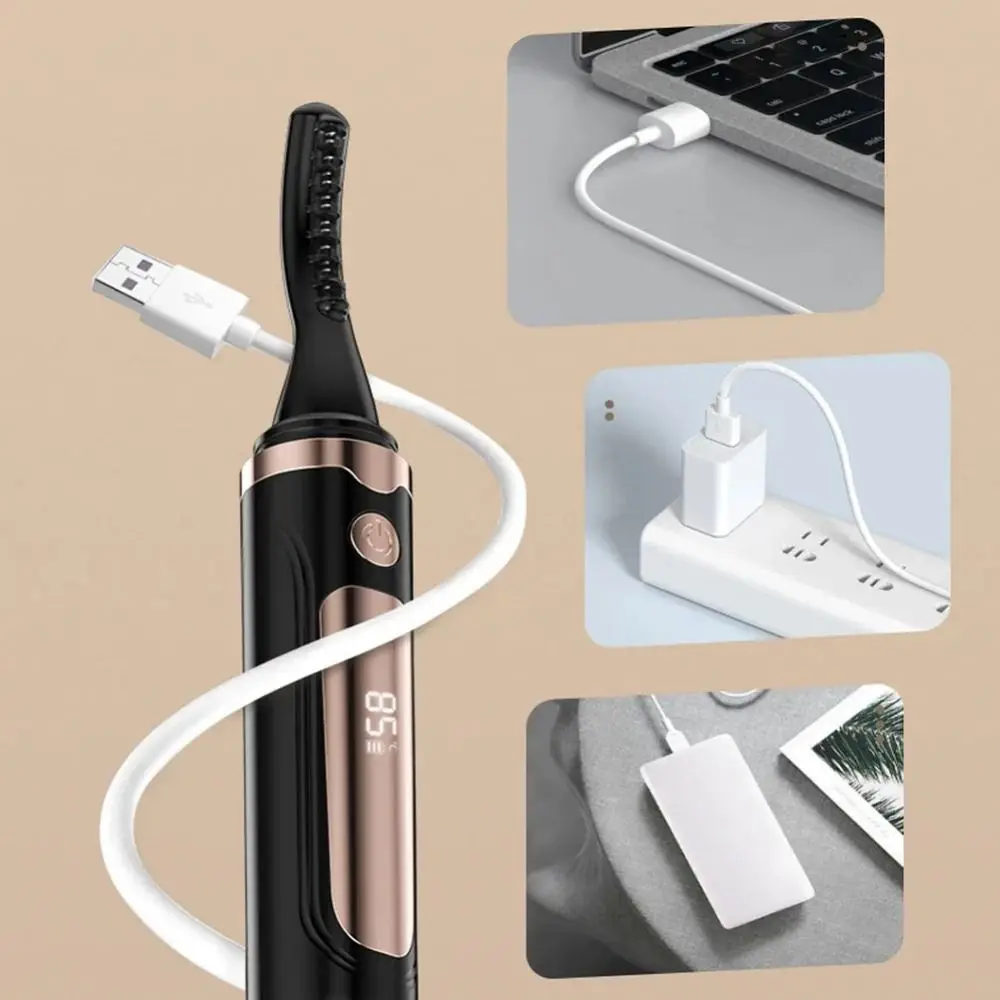 

Long Lasting Electric Heated Eyelash Curler Anti-scald Natural-Looking Portable Eyelash Curling Device 4 Modes Temperature