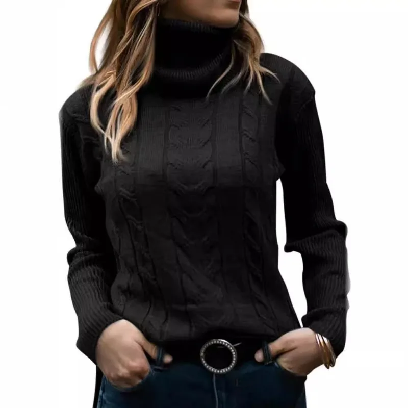 2024 Autumn and Winter New Simple Polo Collar Raglan Sleeve Sleeves Office Lady Comfortable Basic Casual Female Knitted Sweater