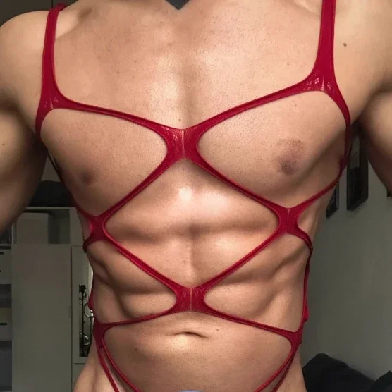 

Muscle Men's Underwear Fishnet Bodysuits Male Sleepwear Man Club Wear Black Red Body Sexy Costumes Dropshipping