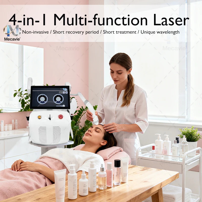 White 4 In 1 Diode Laser Pico 808 Carbon Peeling RF Ipl Nd Yag Picosecond Laser Opt Hair Removal Tatt Tattoo Removal Machine