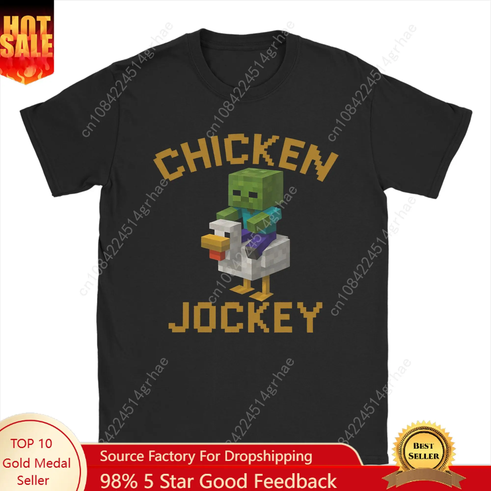 

Chicken Jockey Zombie Pixel 2025 T Shirt Summer Gamer Fashion T Shirts Men Cotton O Neck Plus Size Clothing Short Sleeve Street