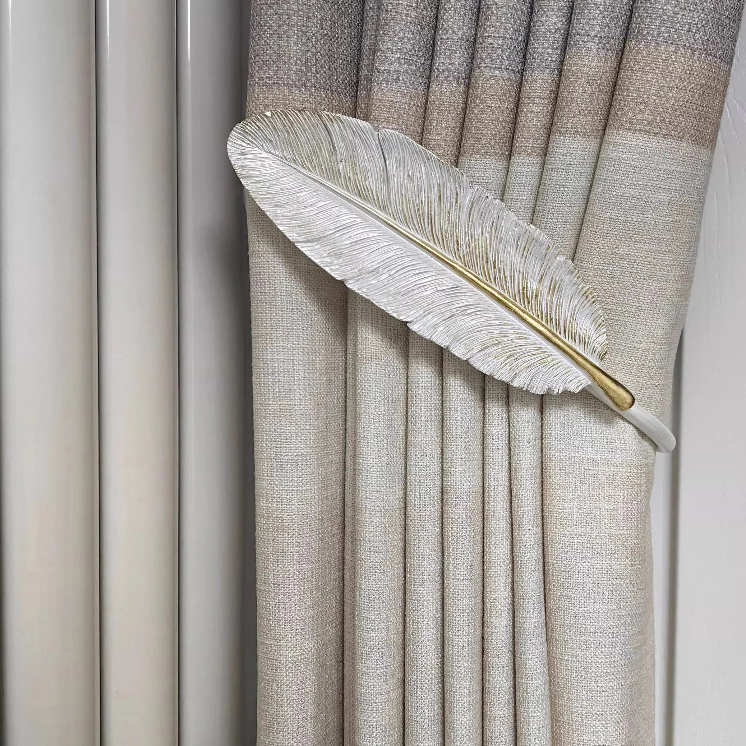 1 Pair of Creative Nordic Style Tree Leaf Shaped Curtain Hooks, Tie Free Retro Decorative Wall Hooks, Living Room Villa Curtain