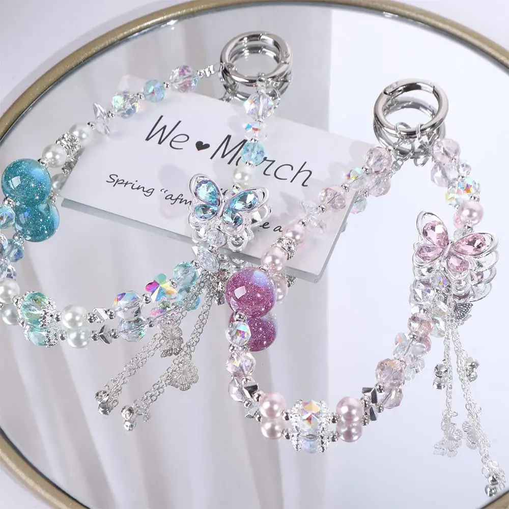 

Легкие роскошные стильные цепочки для телефона с бабочками, анти-потерянный ремешок для мобильного телефона с кисточками, подвески для телефона для девочек