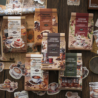 30pcs/box Coffee Cafe Theme Scrapbooking Retro Little Paper Collages Journal Album Stationery Decoration Sealing Sticker