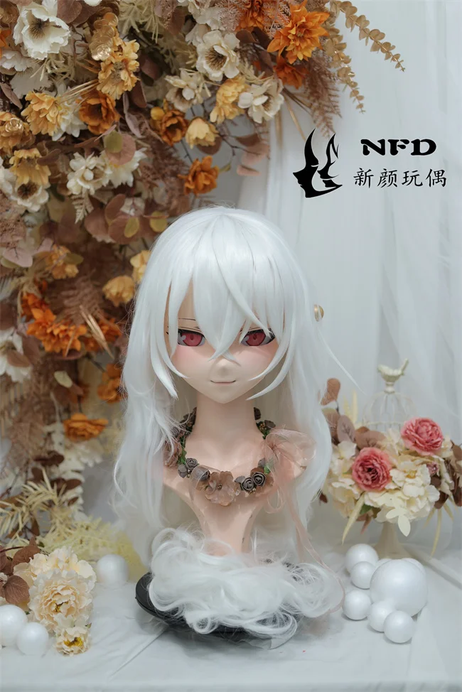 (NFD-920)  Customize Character Female/Girl Resin Kig Half Head With Lock Anime Cosplay Japanese Animego Kigurumi Mask