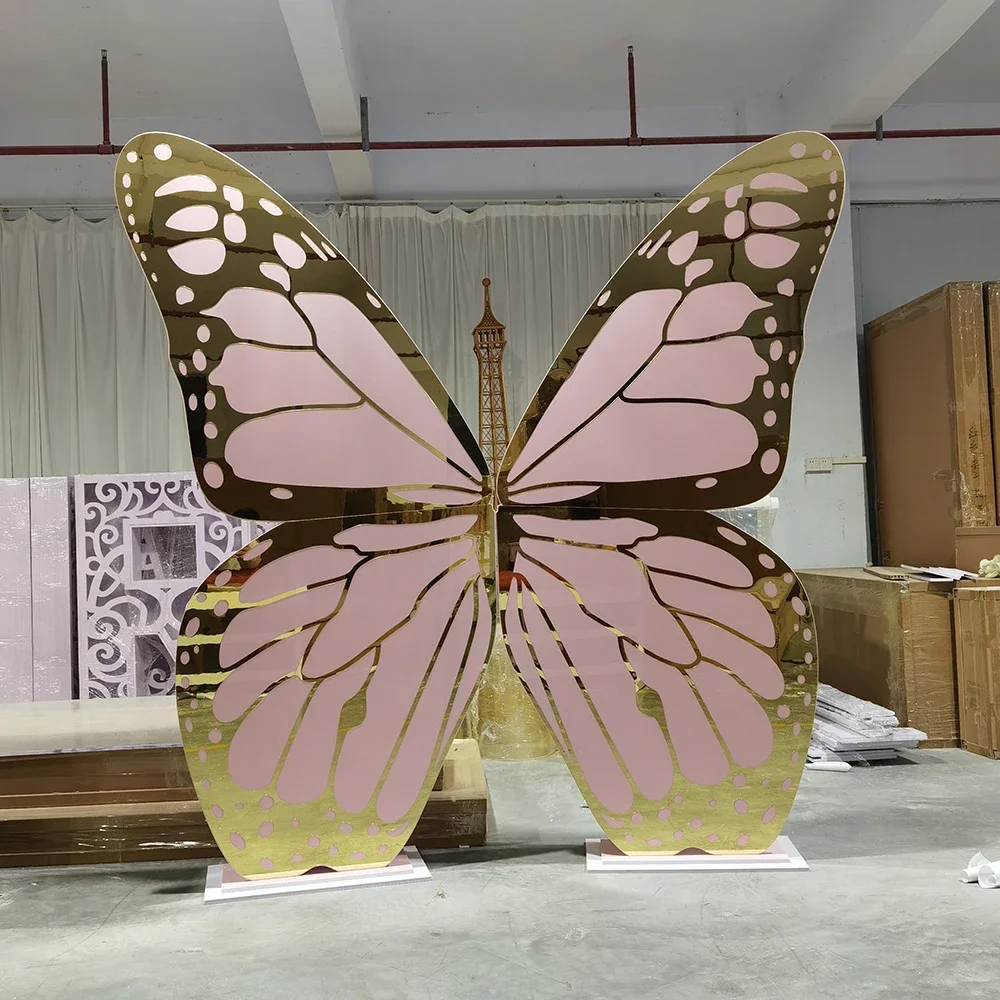 New Design Rainbow Butterfly Shaped Background Acrylic Wedding Decoration Back Drop