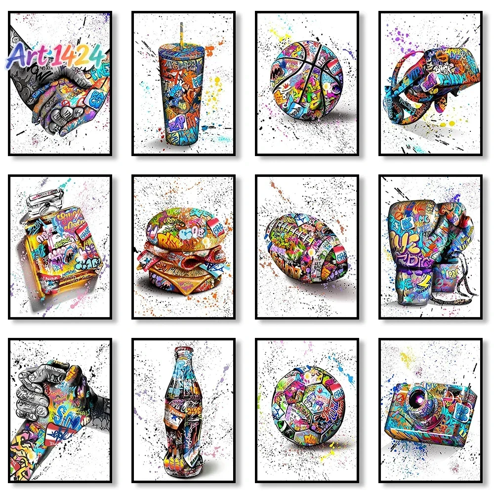 Street Graffiti Canvas Art Print Perfume Bottle Basketball Soccer Decoration Painting Living Room Art Poster for Home Wall De