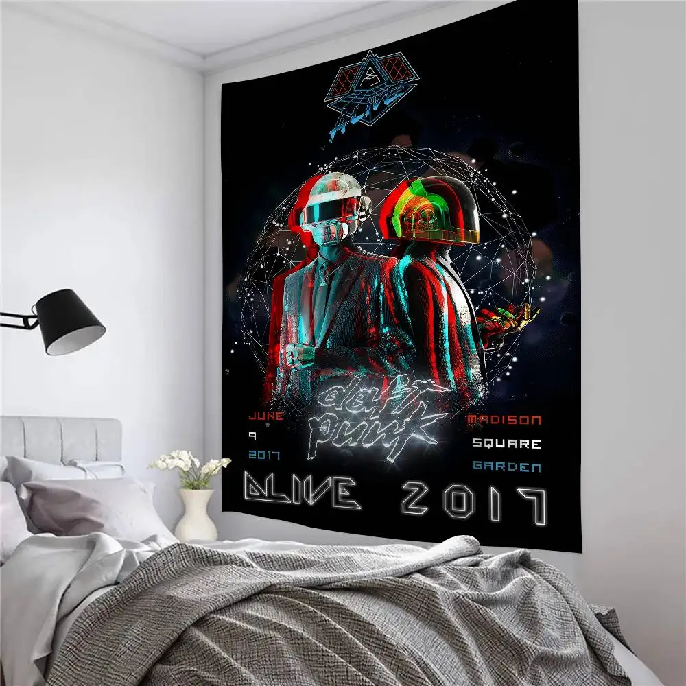 Around The World Daft Punk Vintage Anime Wandteppich Hippie Blumen Wandteppiche Wohnheim Dekor Günstige Hippie Wandbehang