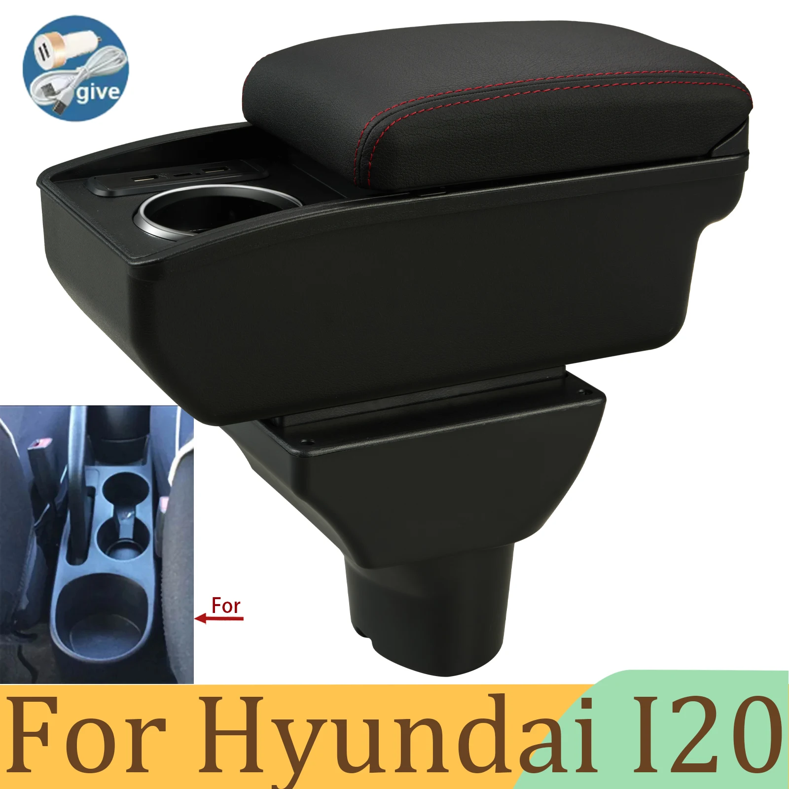 Auto-Armlehne für Hyundai I20 Armlehnenbox 2012 Innenausstattung Details Spezielle Nachrüstteile Mittelkonsole Aufbewahrungsbox Auto-Zubehör