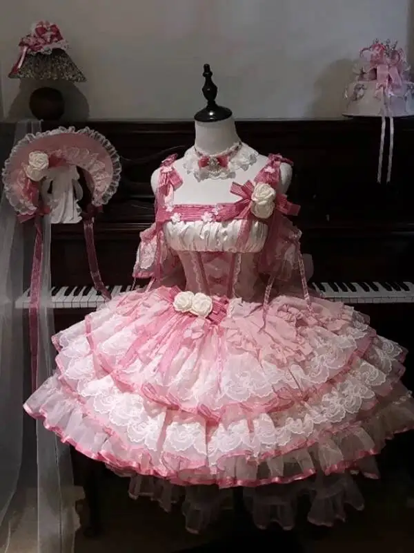 New Pink Straps Lolita Evening Dress Woman Princess Dress Coming-of-age Ceremony Student Birthday Party Further Education Girl view 2