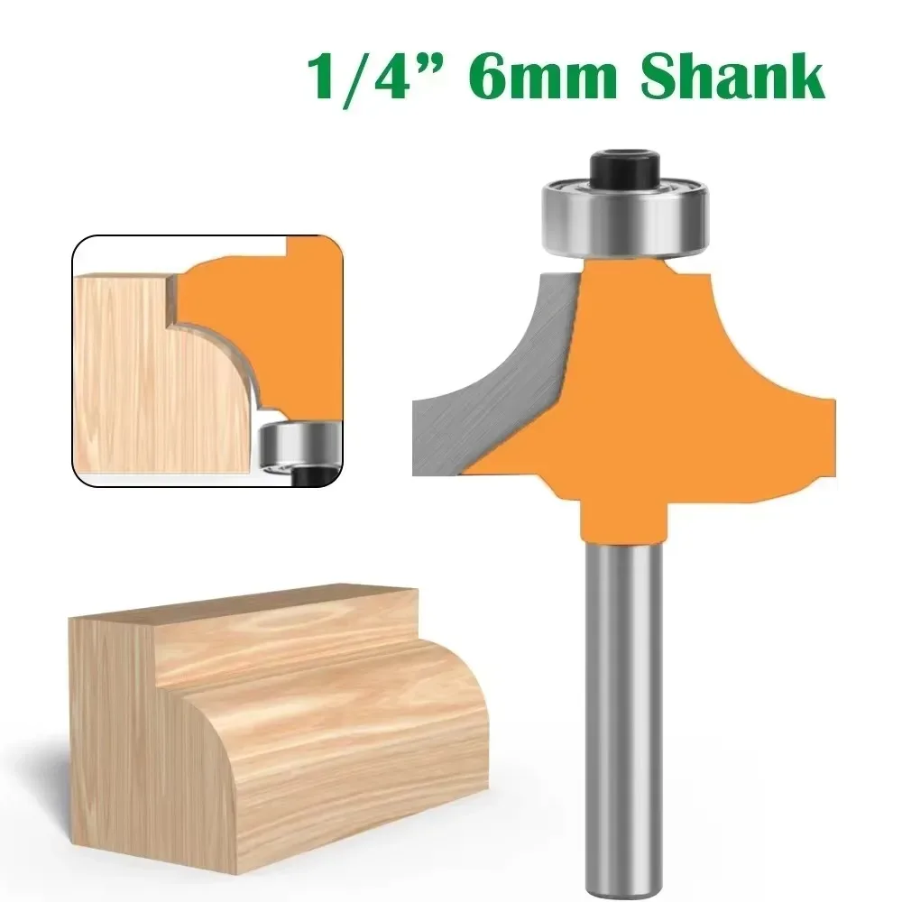 

1 шт., 1/4 дюйма, 6,35 мм, фреза с хвостовиком, резьба по дереву, маленькая угловая круглая фреза для кромки дерева, деревообрабатывающая фреза, классический резак