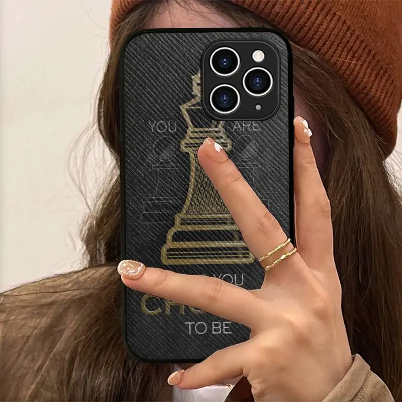 Chess Board Pieces Phone Case Hard Leather Case for iPhone 11 12 13 Mini Pro Max 8 7 Plus SE 2020 X XR XS Coque