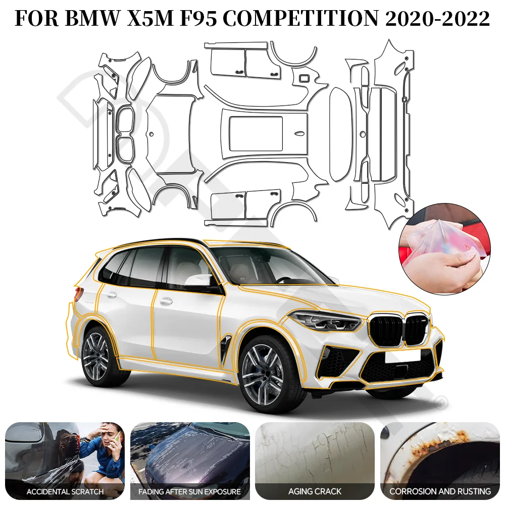 For BMW X5 M F95 Competition 2020-2022 TPU Precut Paint Protection Film PPF Anti-Scratch Invisible Clear Bra Resistant Car Film