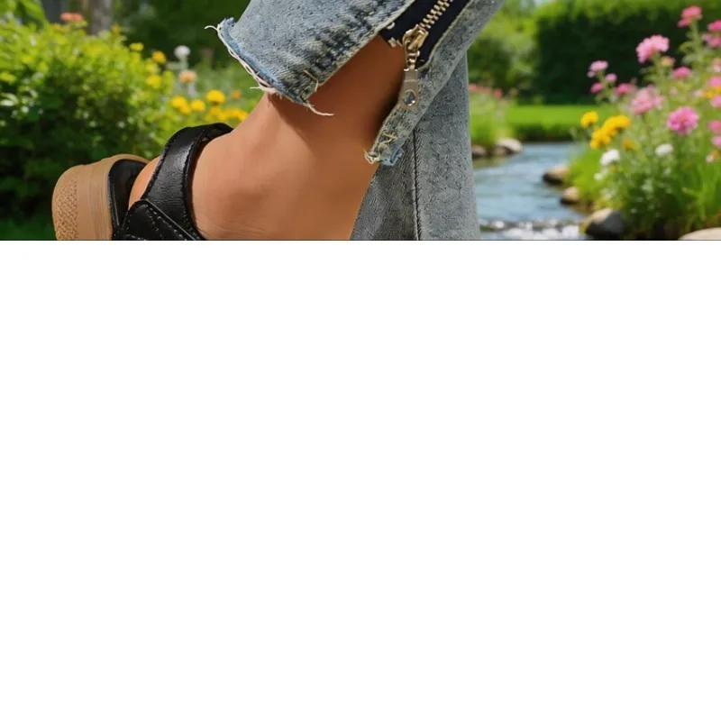 Damen Keilsandalen mit offener Zehenpartie, Plateau und Knöchelriemen – Lässige Sommerschuhe mit Cut-Out-Blumenmuster für den Alltag und Outdoor-Aktivitäten