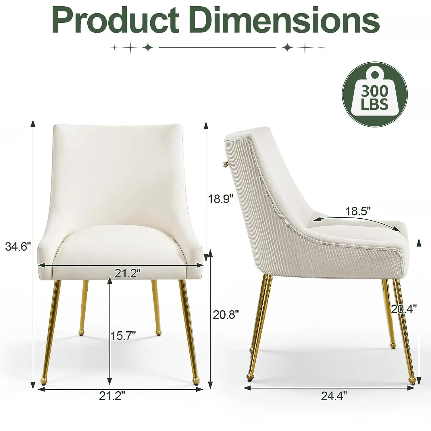 Velvet Dining Chairs Set of 6 with Gold Metal Legs for Kitchen Restaurant, Customized