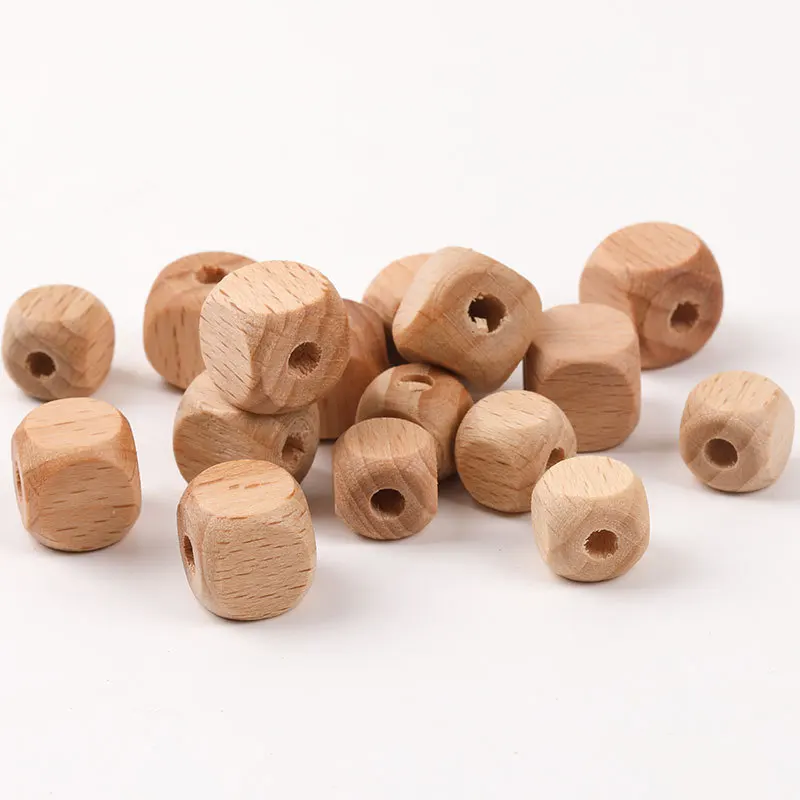 50pcs Square Wooden Beads Beech DIY Bracelet Making Beads Spacer Beads Child Jewelry