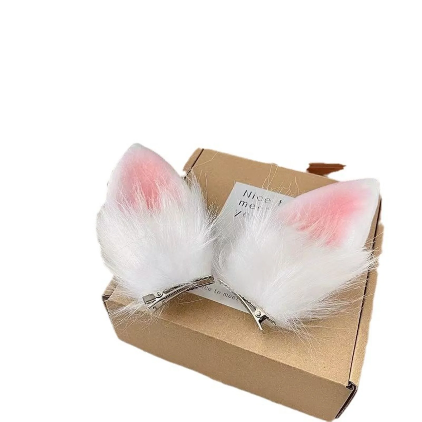 1 x handgefertigte Haarspangen für Frauen, niedliche Katzen- und Fuchs-Plüsch-Ohrspangen, lustige Festival-Haar-Accessoires – Detail 1