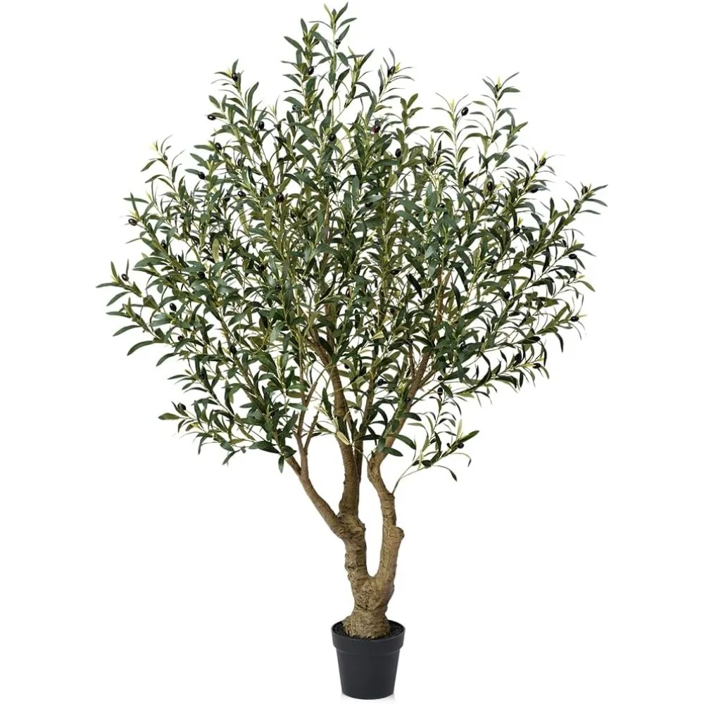 Olivo artificial de interior de 6 pies - Plantas falsas grandes resistentes a los rayos UV - Olivo sintético realista en maceta - Plantas artificiales altas Ou