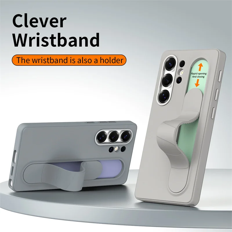 Clever Control Wristband Holder Case For Samsung Galaxy S23 S24 S25 S26 Ultra Plus FE Silicone Wristband Holder Shockproof Cover