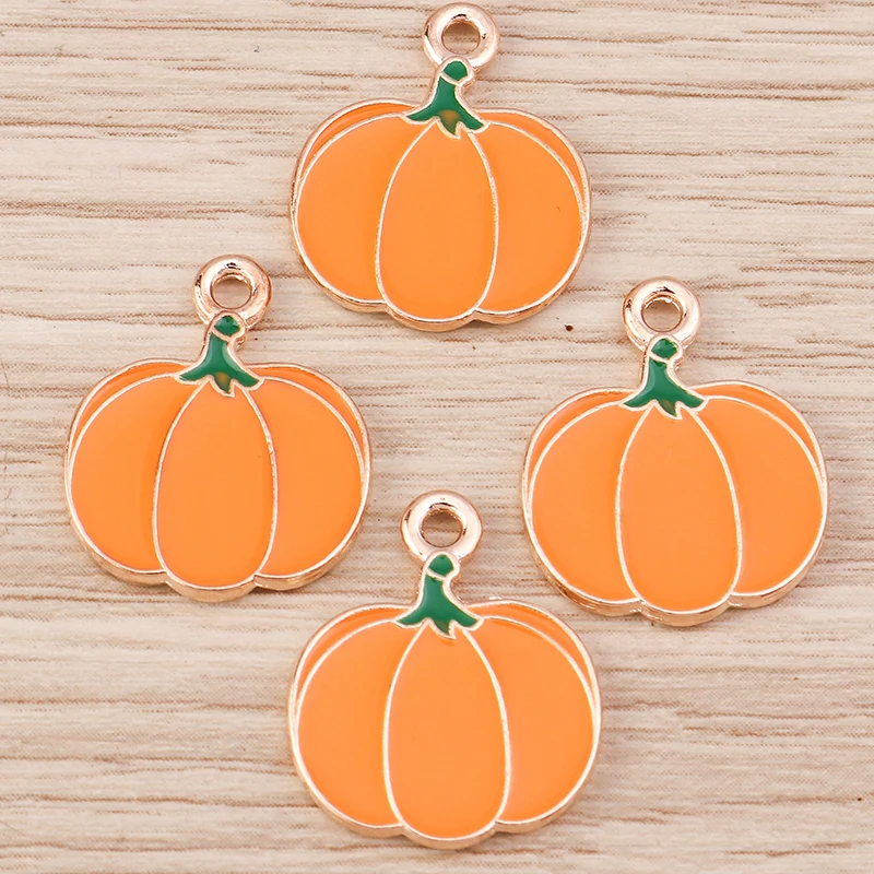 10 stücke 15x18mm niedlichen Emaille Essen Kürbis Charms Anhänger für die Herstellung von DIY Ohrringe Halsketten handgemachte Armbänder Schmuck Ergebnisse – Detail 4