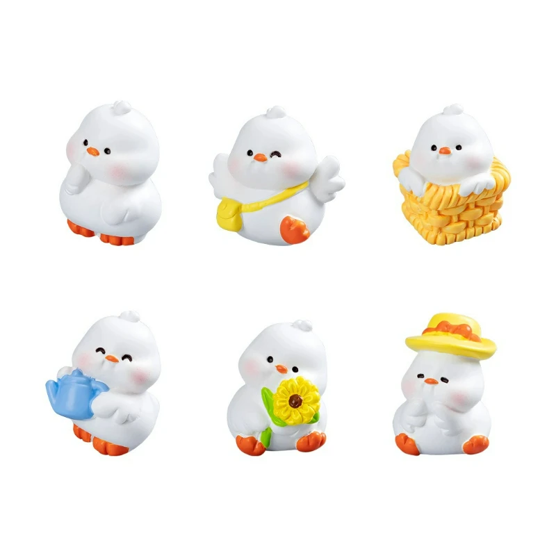 6pcs/set Cartoon Resin Miniatures Duck Ornaments Kawaii Home Diy Garden Decor Micro Landscape Decoration Desk Decor Ornament New view 6