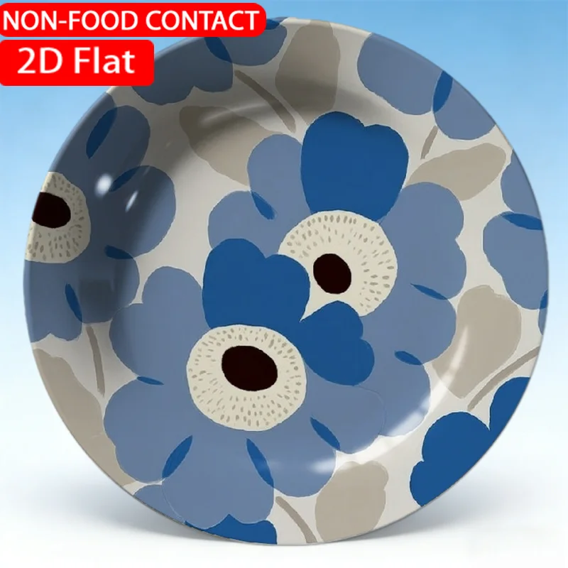 1pc Elegant Ceramic Decorative Plate - Ornate Floral Blue Plate Suitable for Home Desk, Living Room &, Non-Food Contact