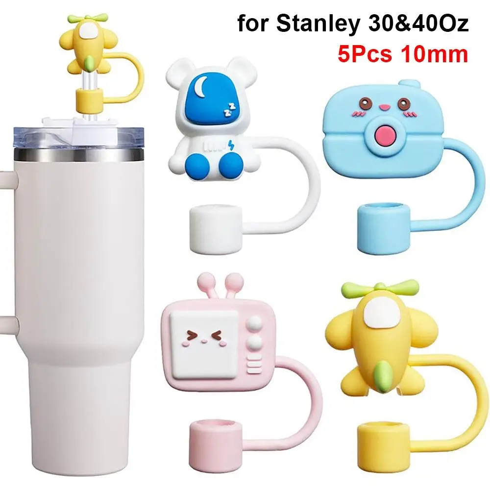 

5Pcs New 10mm Straw Cover Caps Silicone Reusable Protectors Cap Dust Proof Straw Tips for 30&40Oz