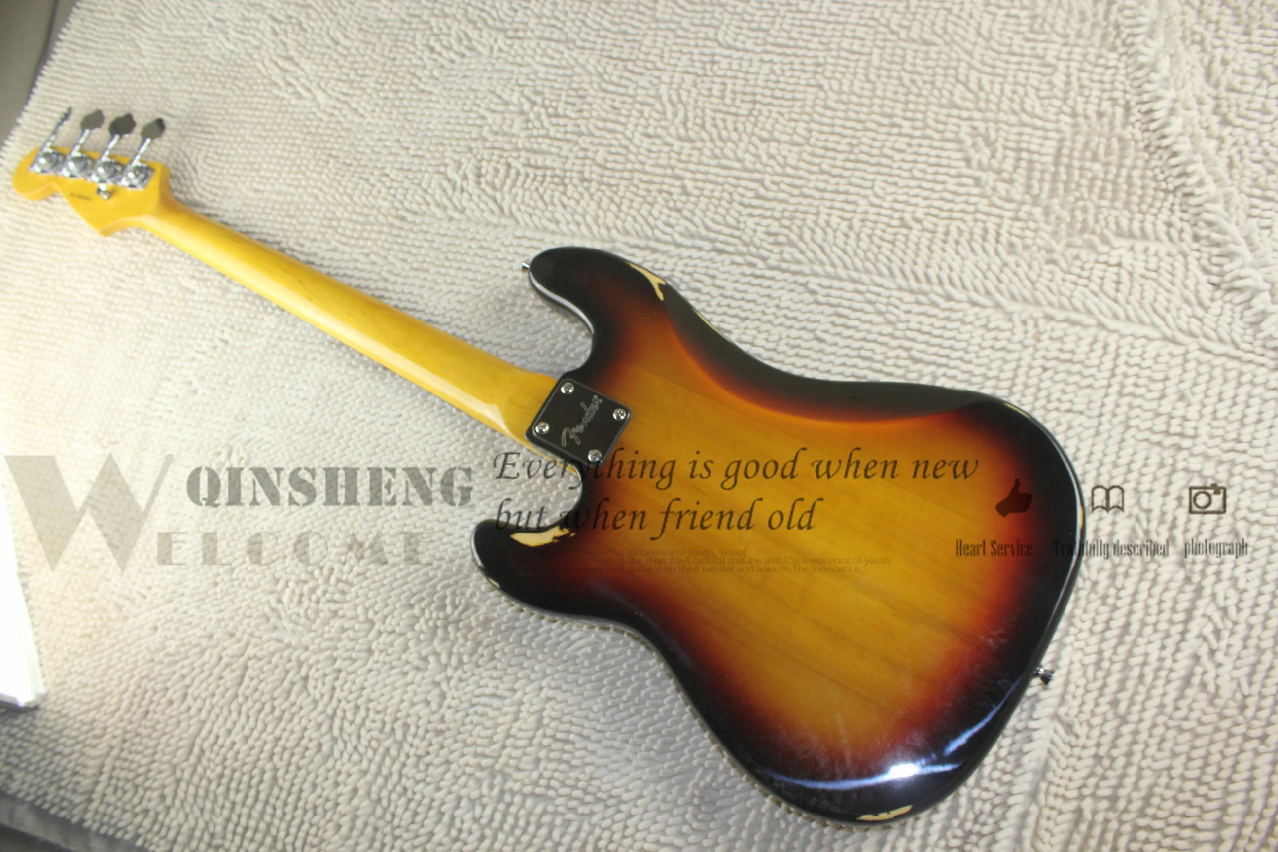 Sunburst bass 4 Strings Bass Guitar Basswood Body Yellow Maple Neck Chrome Bridge Red tortoise shell pickguard